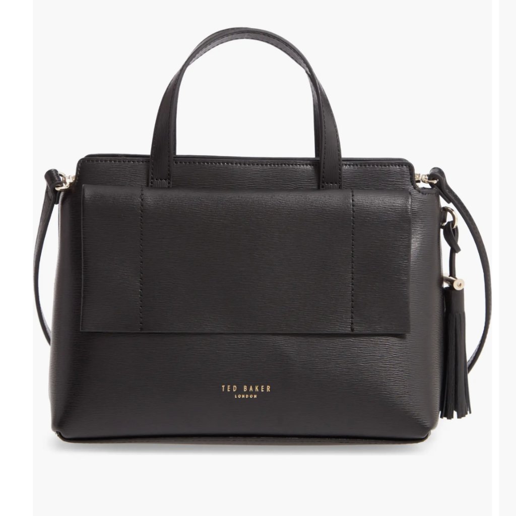 Ted Baker London Tassel Leather Top Handle Black Bag